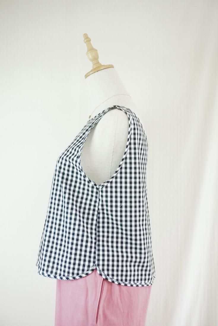 Gingham check Back Open Tank 
