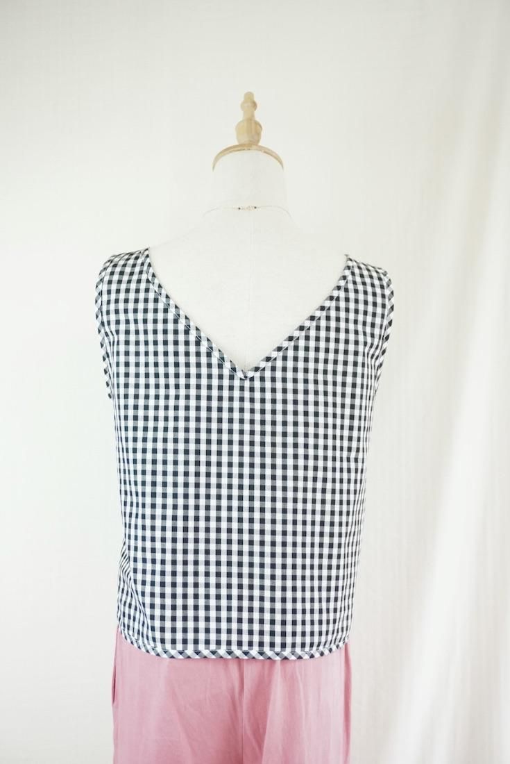 Gingham check Back Open Tank 
