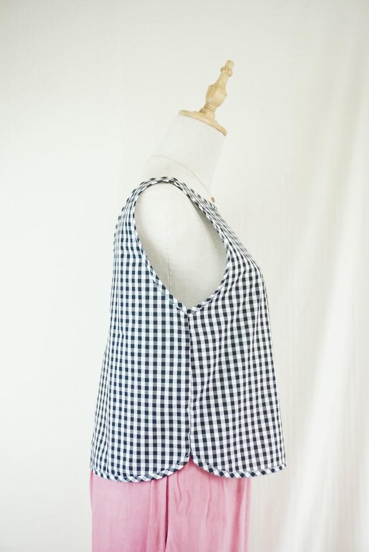 Gingham check Back Open Tank 