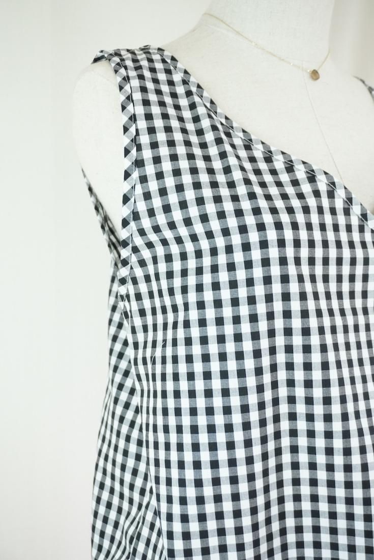 Gingham check Back Open Tank 