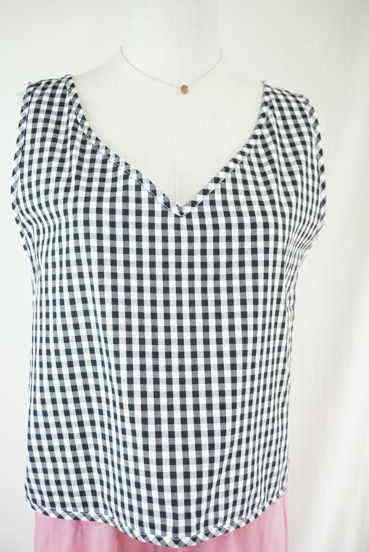 Gingham check Back Open Tank 