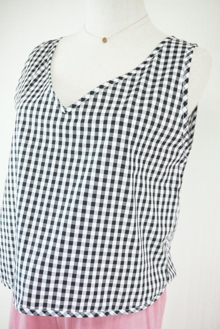 Gingham check Back Open Tank 