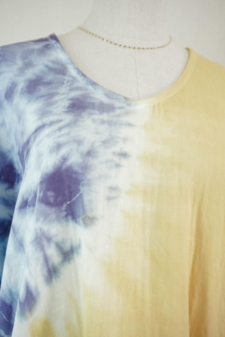W-gauze Short Relax Dress Mustard x Lavender