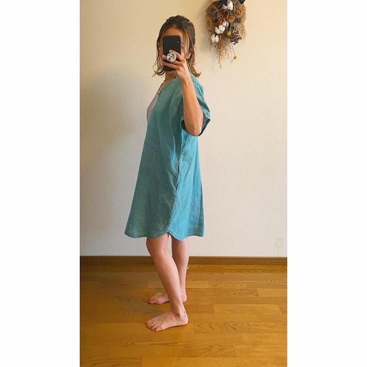 W-gauze Short Relax Dress Custard x Junglegreen x Taupe 
