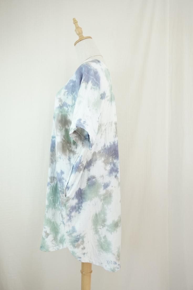 W-gauze Short Relax Dress Lavender x Pistachio x Taupe 