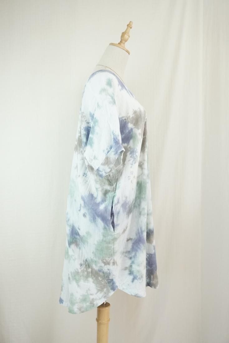 W-gauze Short Relax Dress Lavender x Pistachio x Taupe 