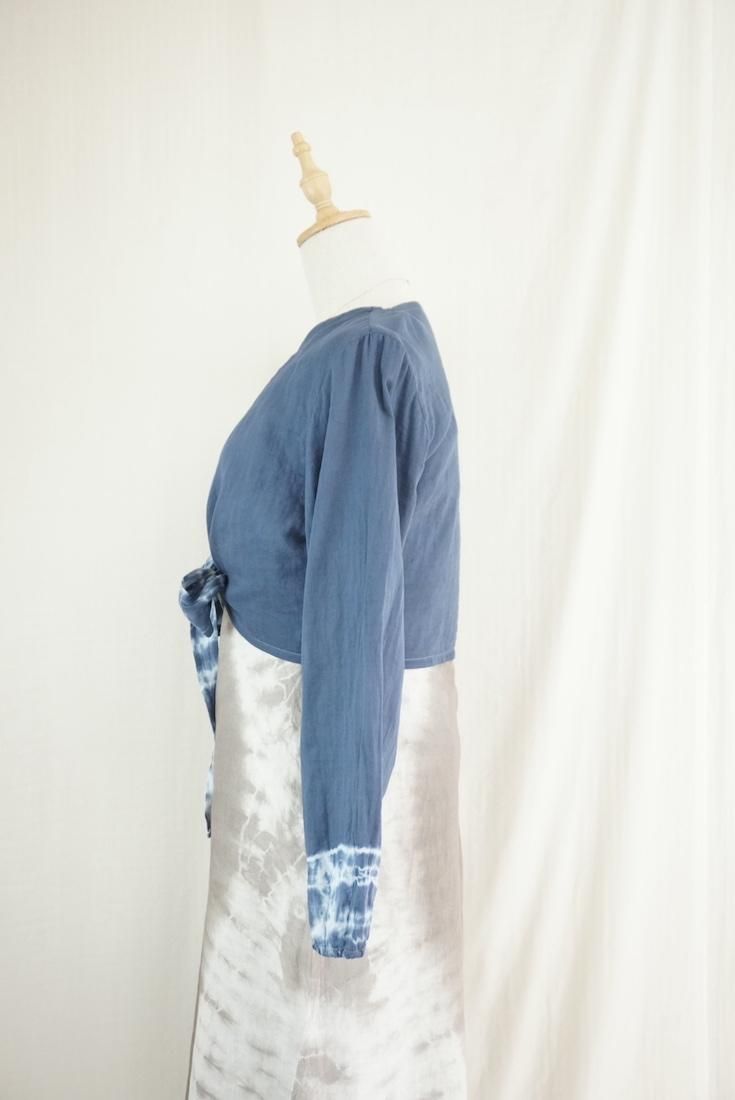 W gauze Ribbon Cardigan  Navy 