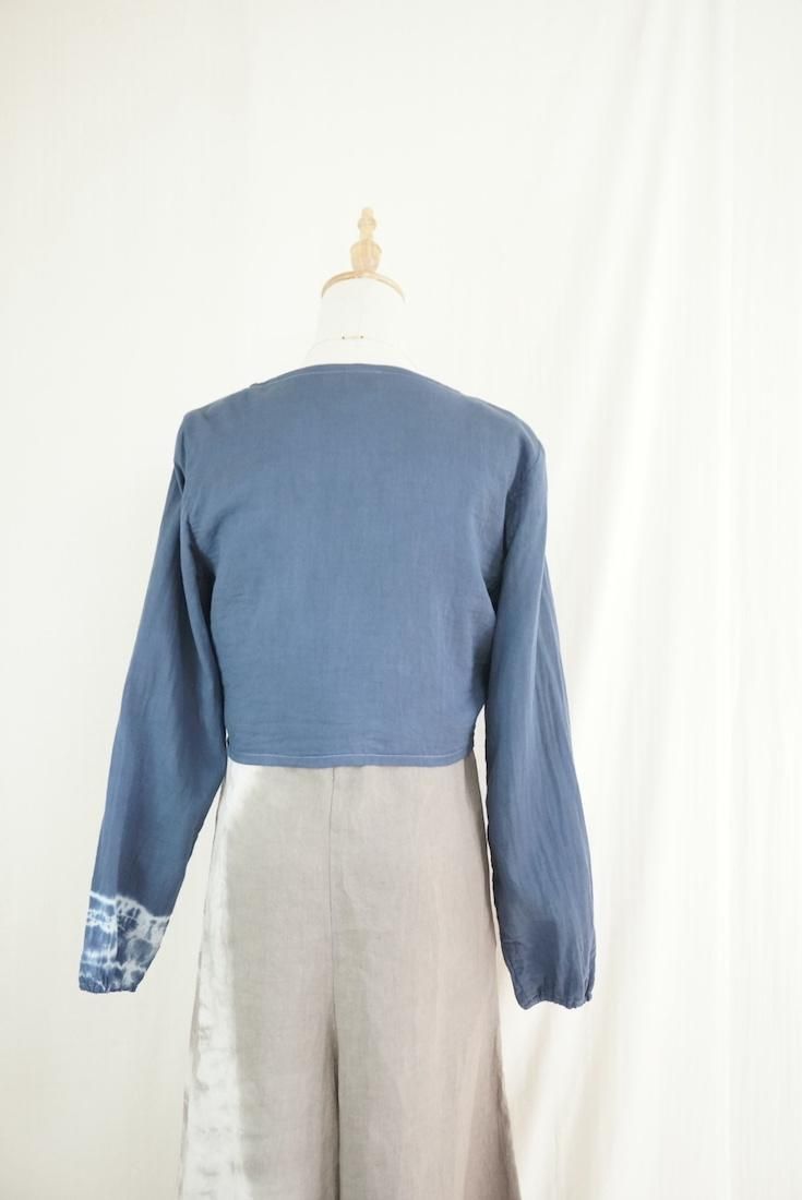 W gauze Ribbon Cardigan  Navy 
