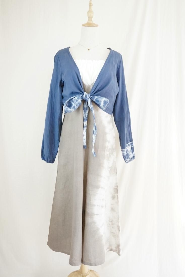 W gauze Ribbon Cardigan  Navy 
