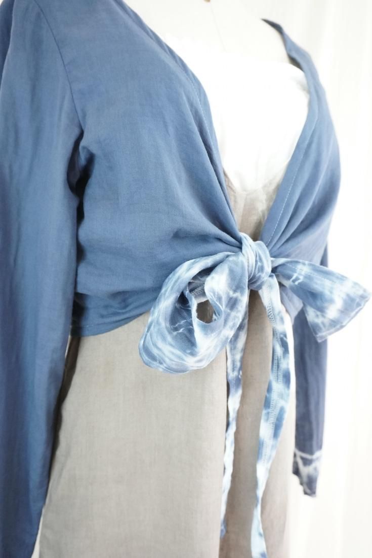 W gauze Ribbon Cardigan  Navy 