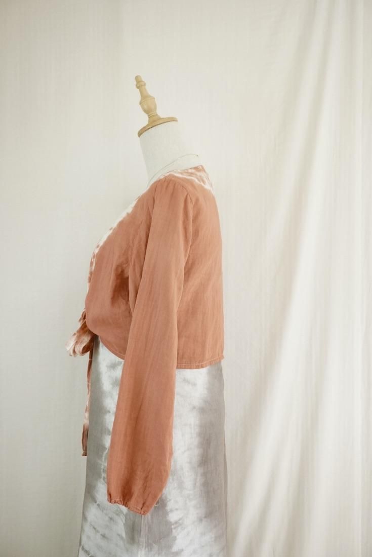 W gauze Ribbon Cardigan Retrobrown