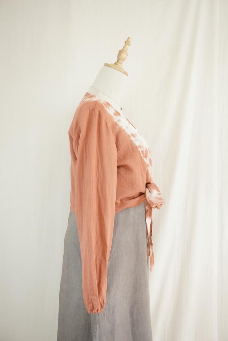 W gauze Ribbon Cardigan Retrobrown