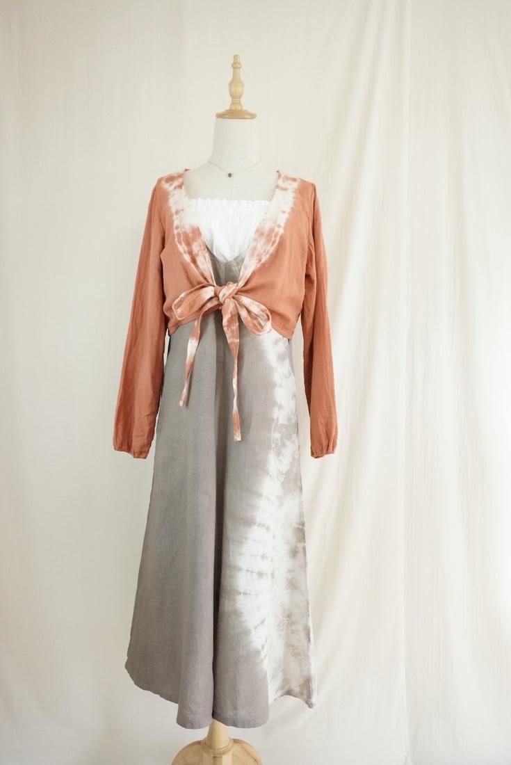 W gauze Ribbon Cardigan Retrobrown