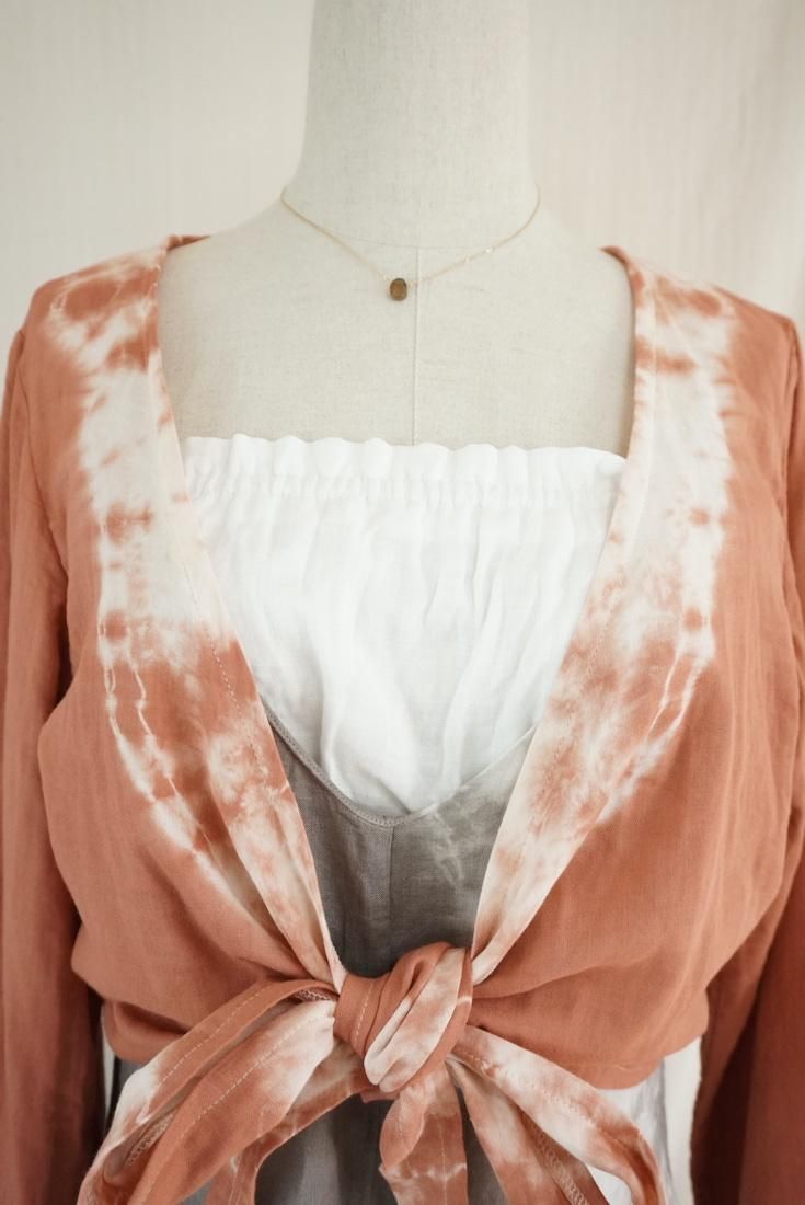W gauze Ribbon Cardigan Retrobrown