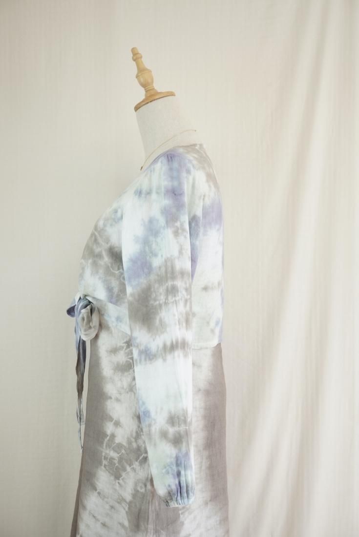 W gauze Ribbon Cardigan Lavender x Pistachio x Taupe