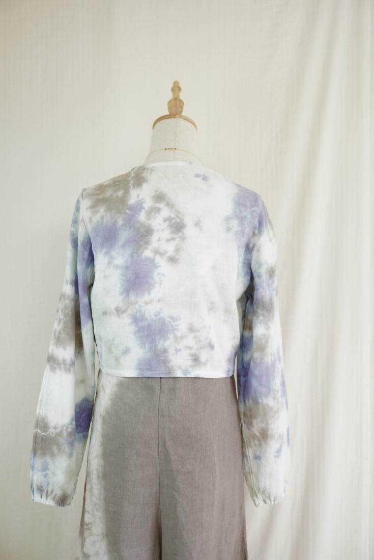 W gauze Ribbon Cardigan Lavender x Pistachio x Taupe
