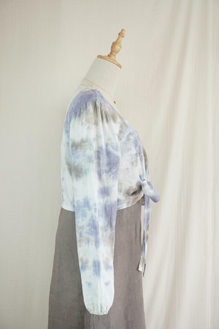 W gauze Ribbon Cardigan Lavender x Pistachio x Taupe
