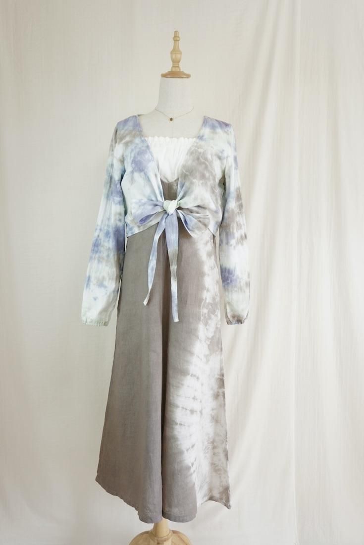 W gauze Ribbon Cardigan Lavender x Pistachio x Taupe