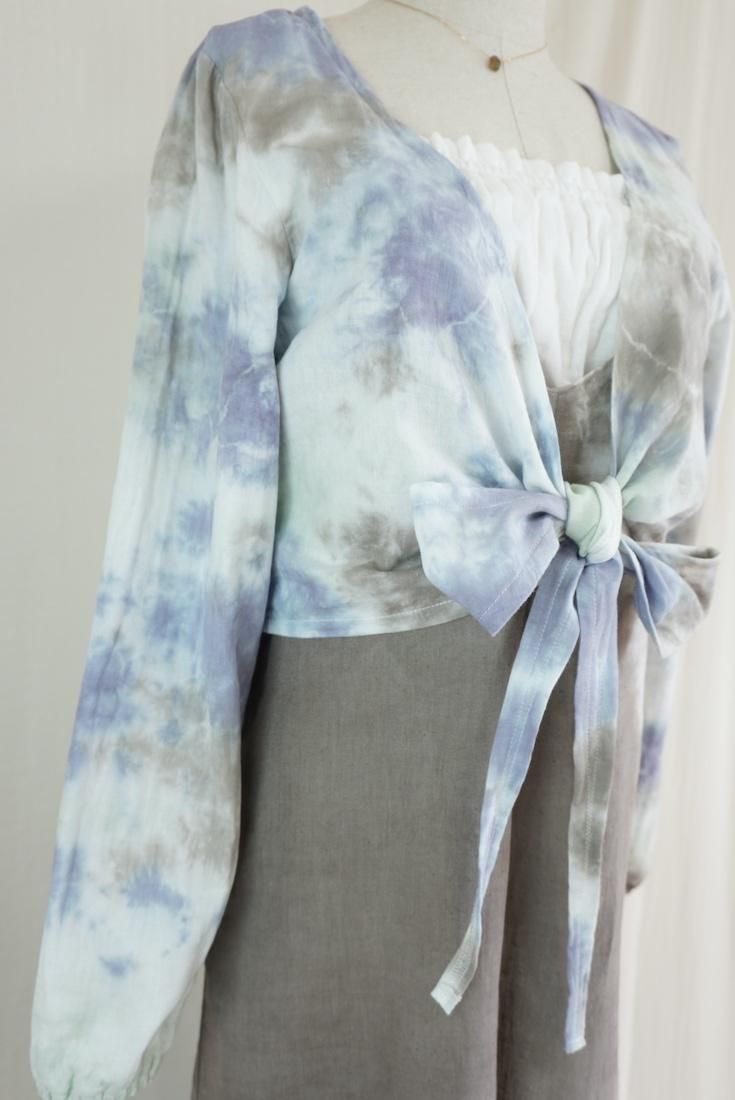 W gauze Ribbon Cardigan Lavender x Pistachio x Taupe