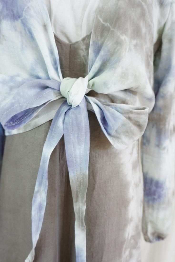 W gauze Ribbon Cardigan Lavender x Pistachio x Taupe