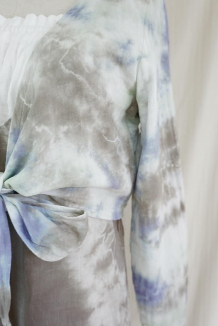 W gauze Ribbon Cardigan Lavender x Pistachio x Taupe