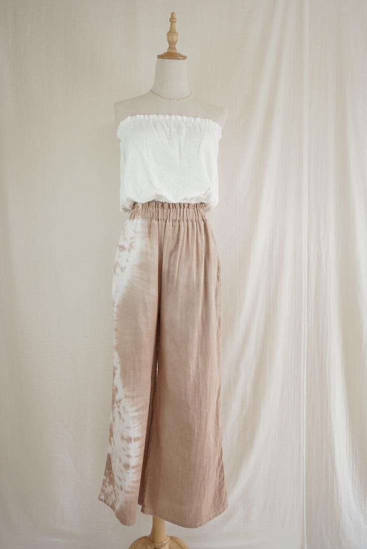 W gauze Relax Pants Cafelate