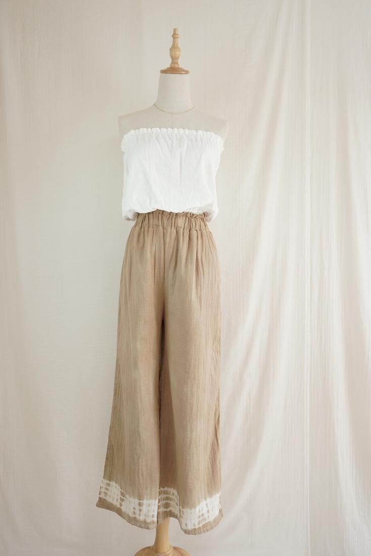 W gauze Relax Pants Hazelnuts