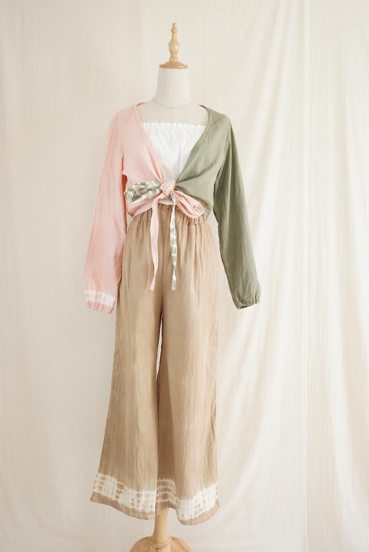 W gauze Relax Pants Hazelnuts