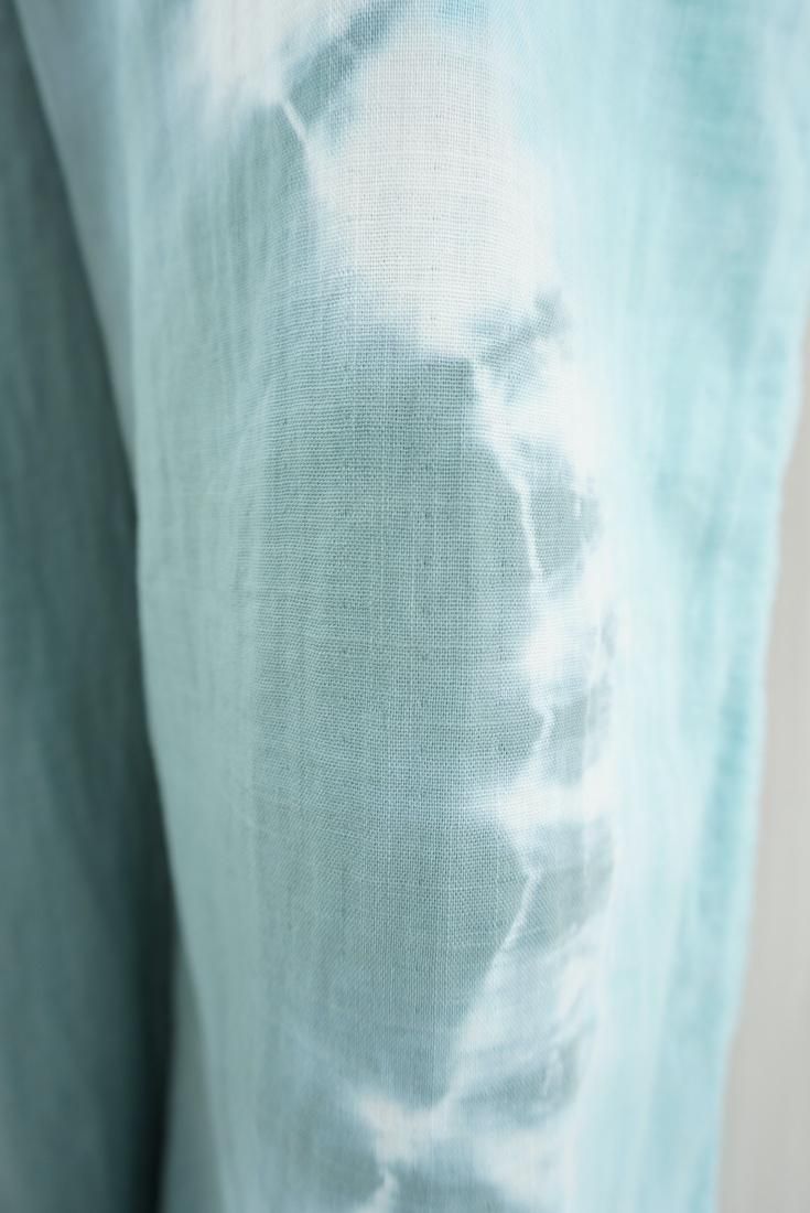 W gauze Relax Pants Deepgreen x Turquoise