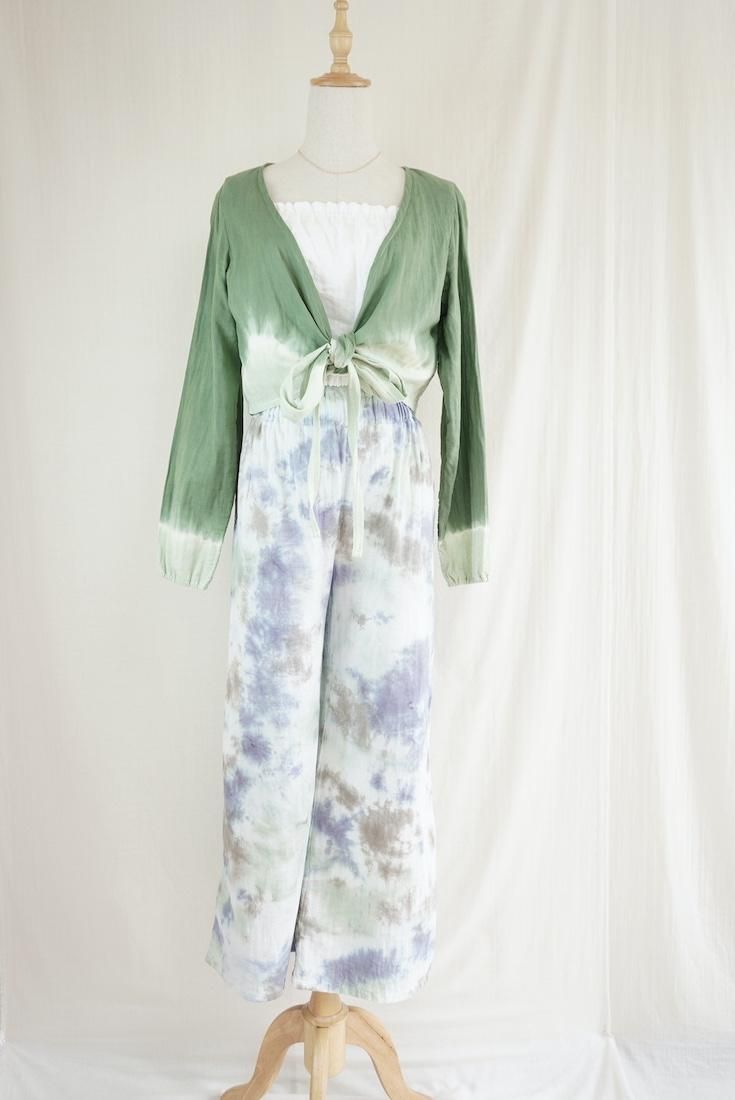 W gauze Relax Pants Lavender x Pistachio x Taupe