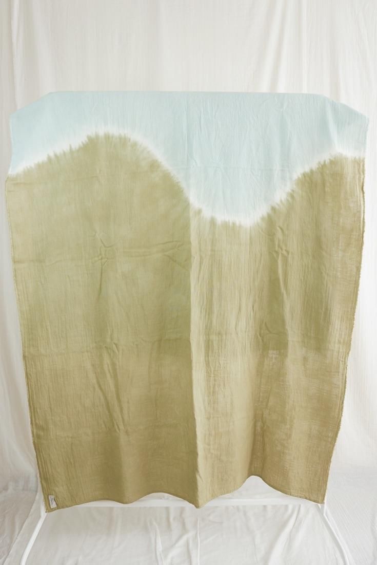 Organic Cotton W-gauze Big stole Khaki x Sage 