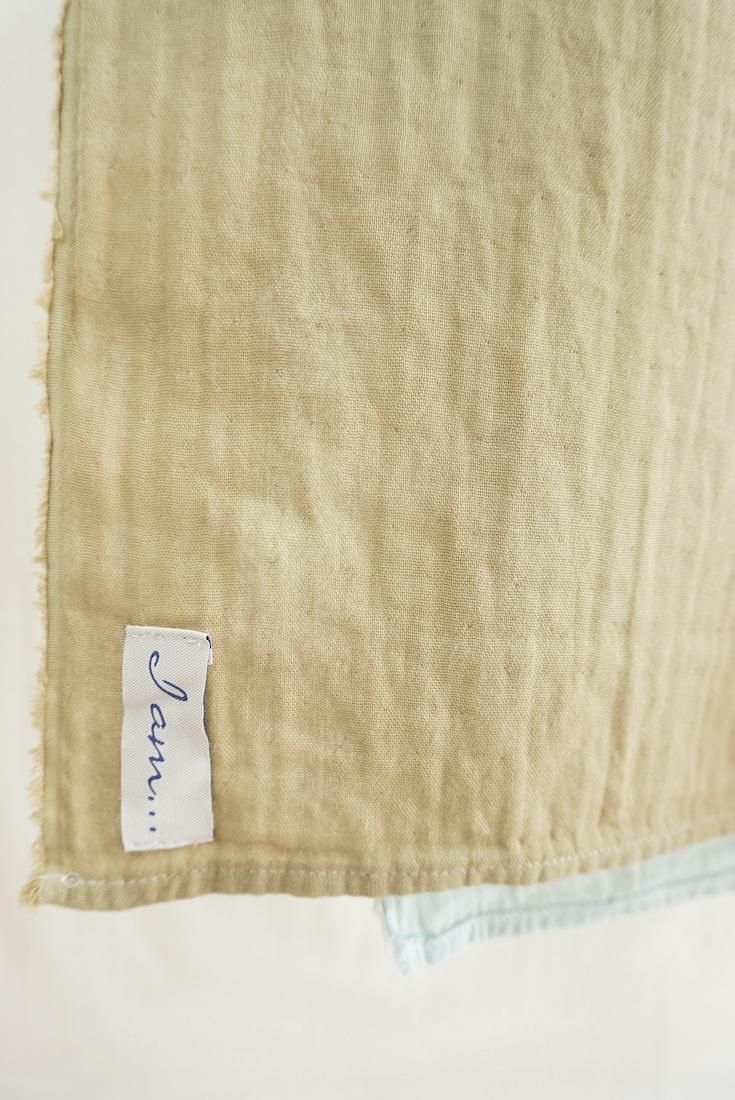 Organic Cotton W-gauze Big stole Khaki x Sage 