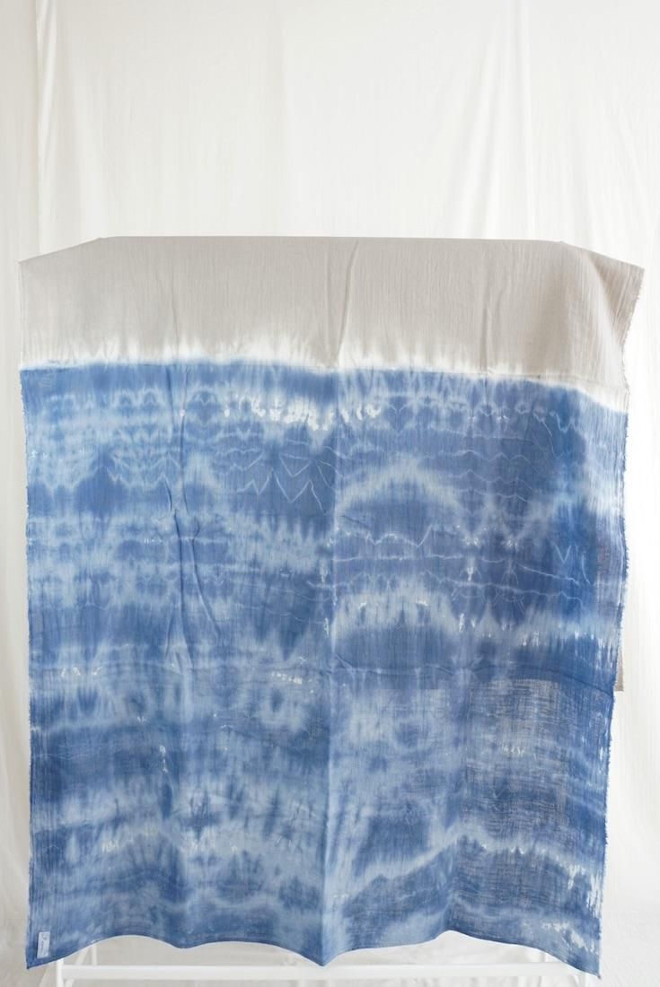 Organic Cotton W-gauze Big stole Taupe x Navy 