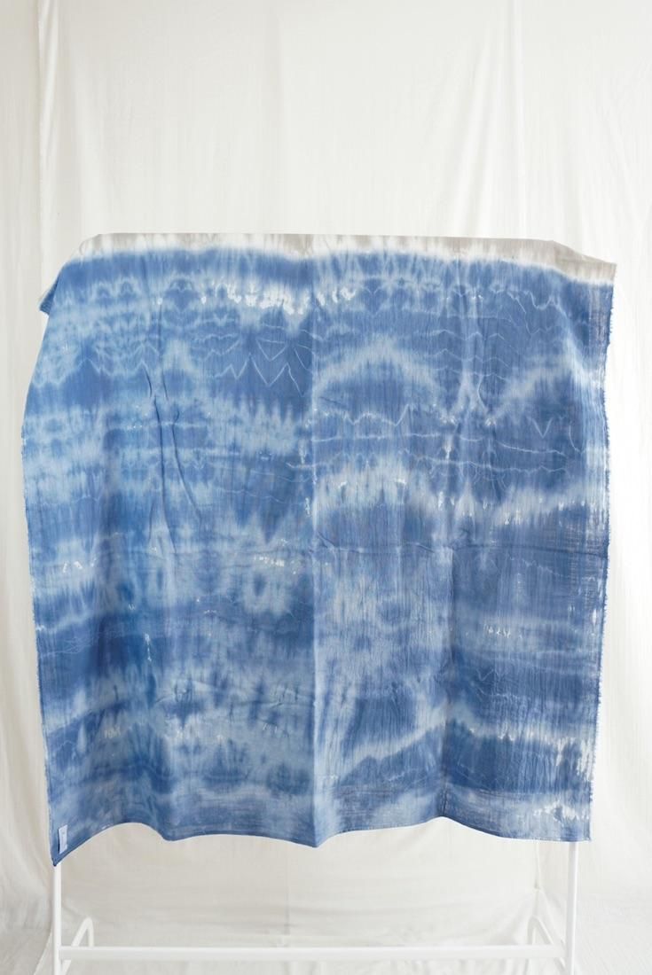 Organic Cotton W-gauze Big stole Taupe x Navy 
