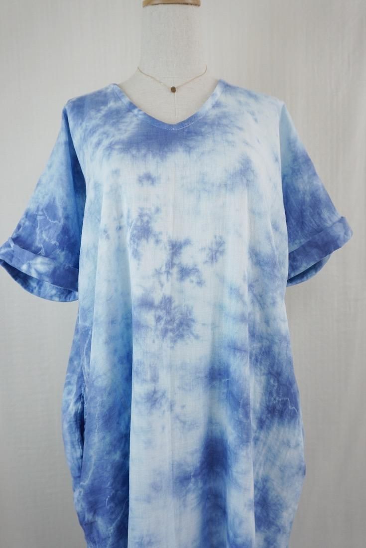 W-gauze  Relax Dress Deep Blue