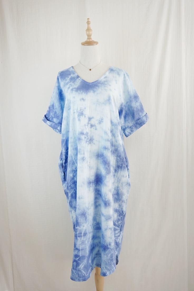 W-gauze  Relax Dress Deep Blue