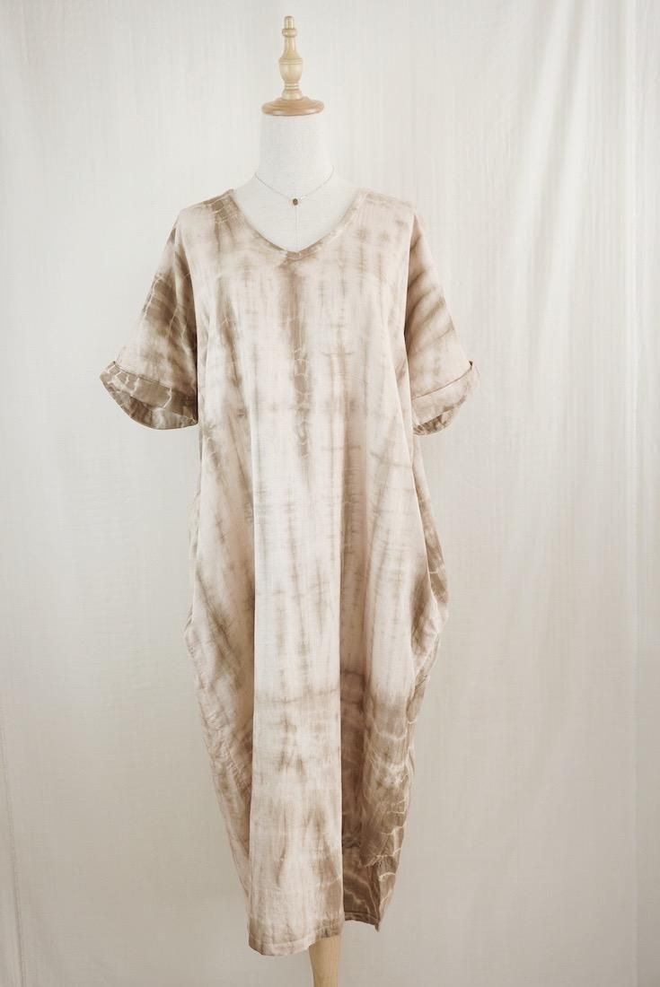 W-gauze  Relax Dress “Seed x Dark chocolate”