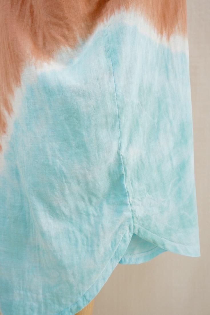 W-gauze  Relax Dress Retrobrown x Turquoise