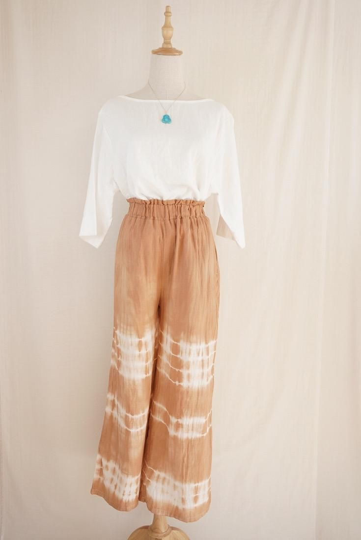 W gauze Relax Pants Terracotta