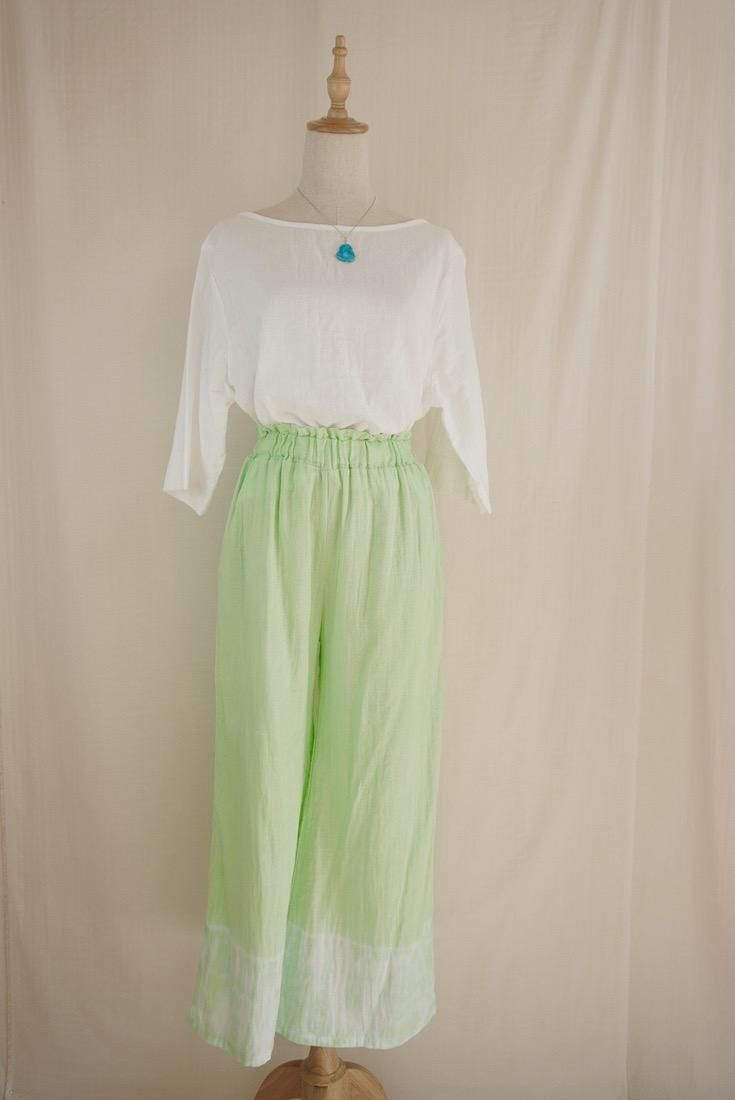 W gauze Relax Pants Baby Leaf