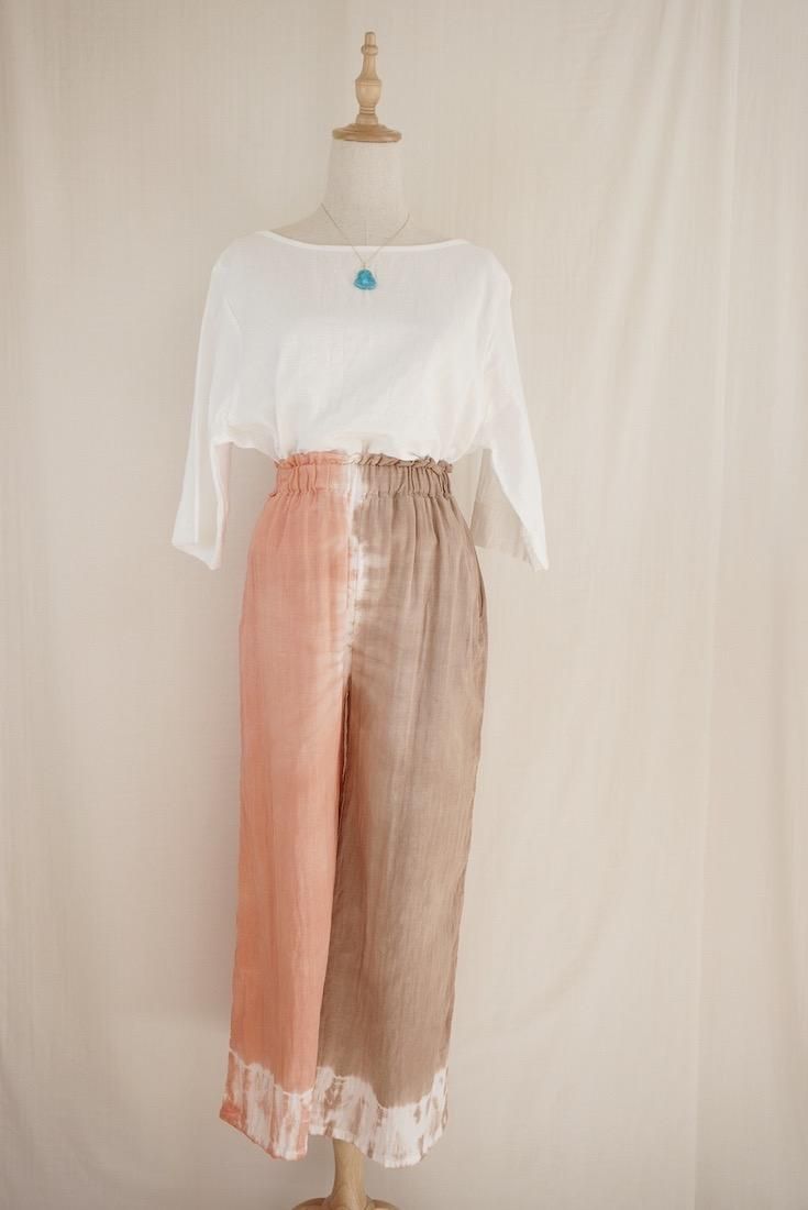 W gauze Relax Pants Guava x Brownsugar