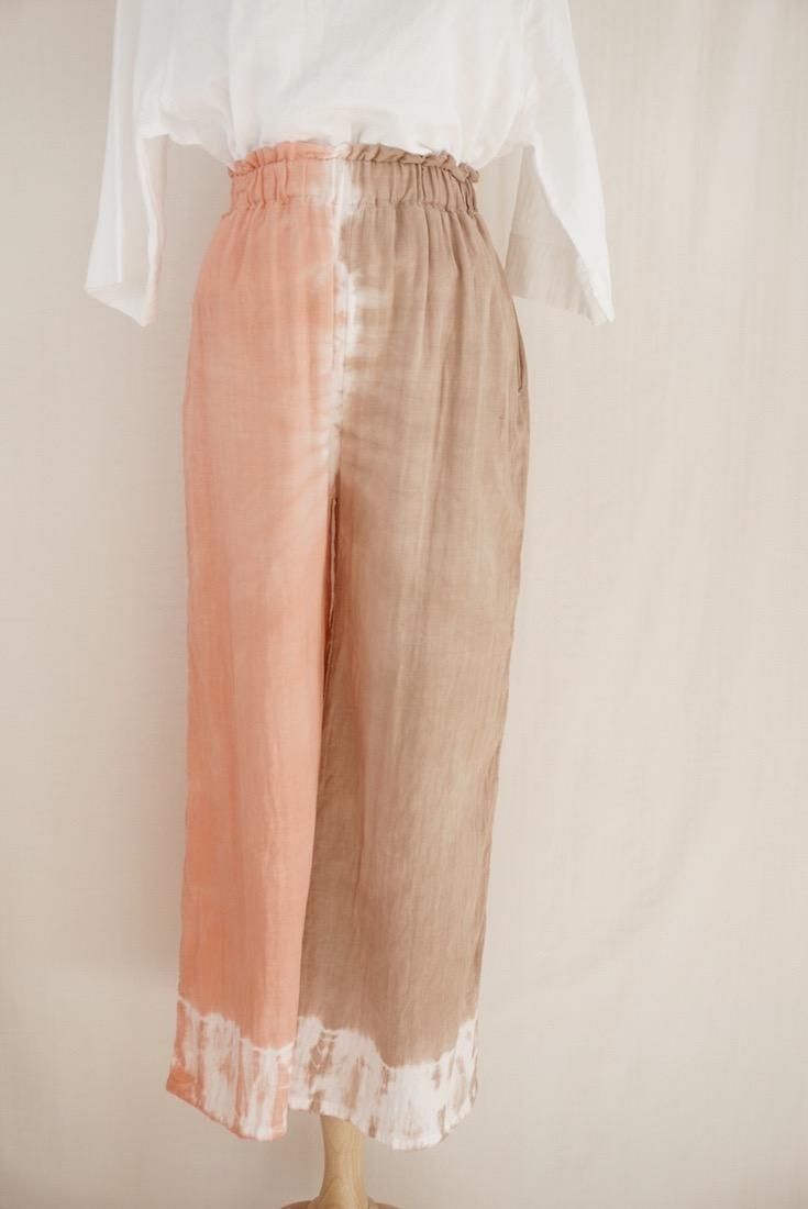 W gauze Relax Pants Guava x Brownsugar