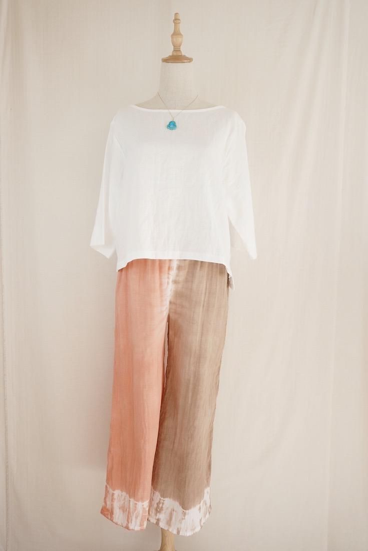 W gauze Relax Pants Guava x Brownsugar