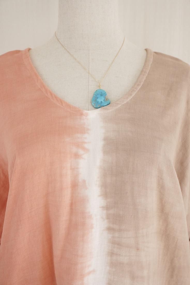 W-gauze Short Relax Dress Guava x Brownsugar