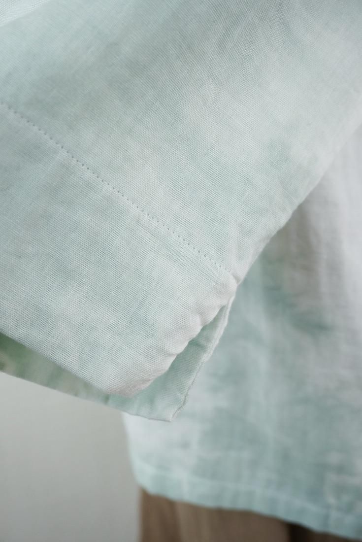 W-gauze Middle sleeve top Sage
