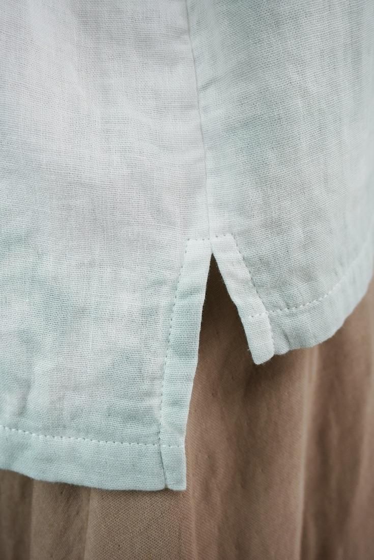 W-gauze Middle sleeve top Sage