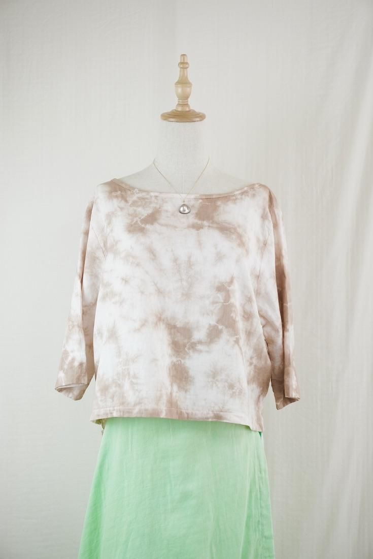 W-gauze Middle sleeve top
