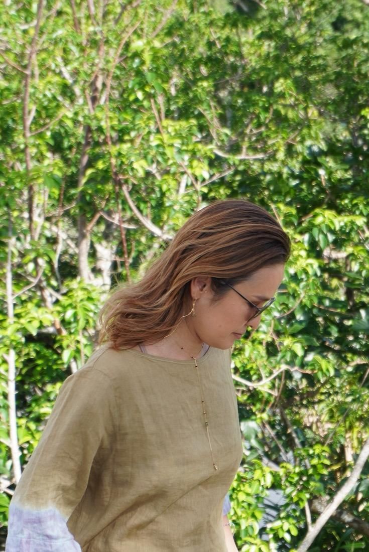 W-gauze Middle sleeve top