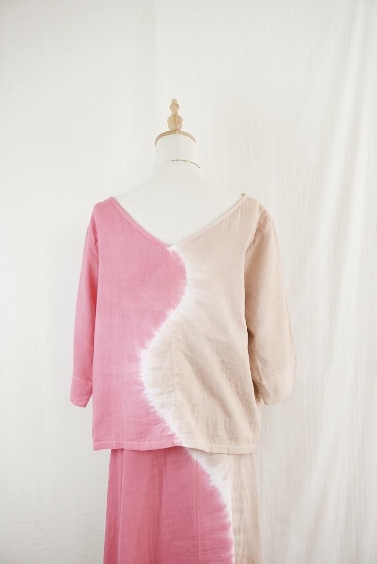 W-gauze Middle sleeve top