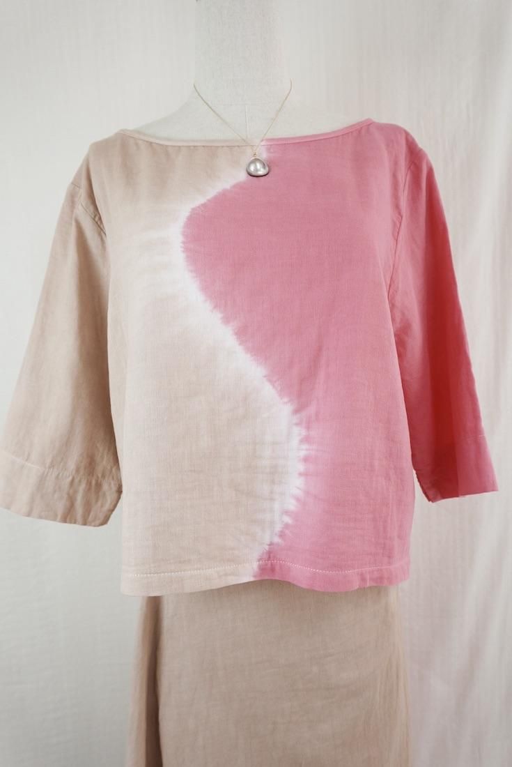 W-gauze Middle sleeve top